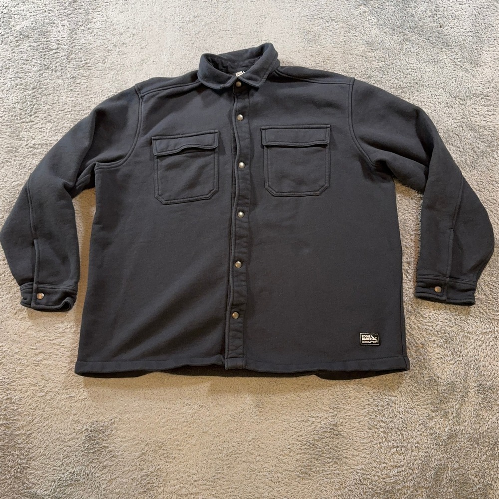 Eddie Bauer Mens Fleece Shirt Jacket TXL Black Snap Front Shacket Warm Layering